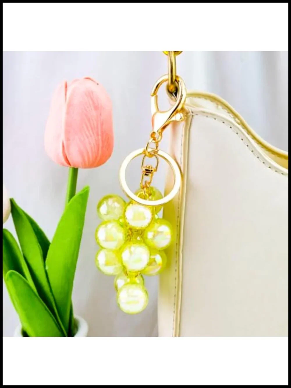 Green Grape Keychain Bag Charm for Women Purse Accessory Gift
